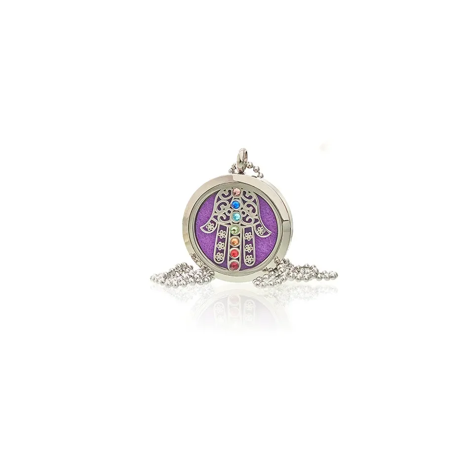 Diffuseur d'huiles essentielles, Collier hamsa et chakras : Modèle unique