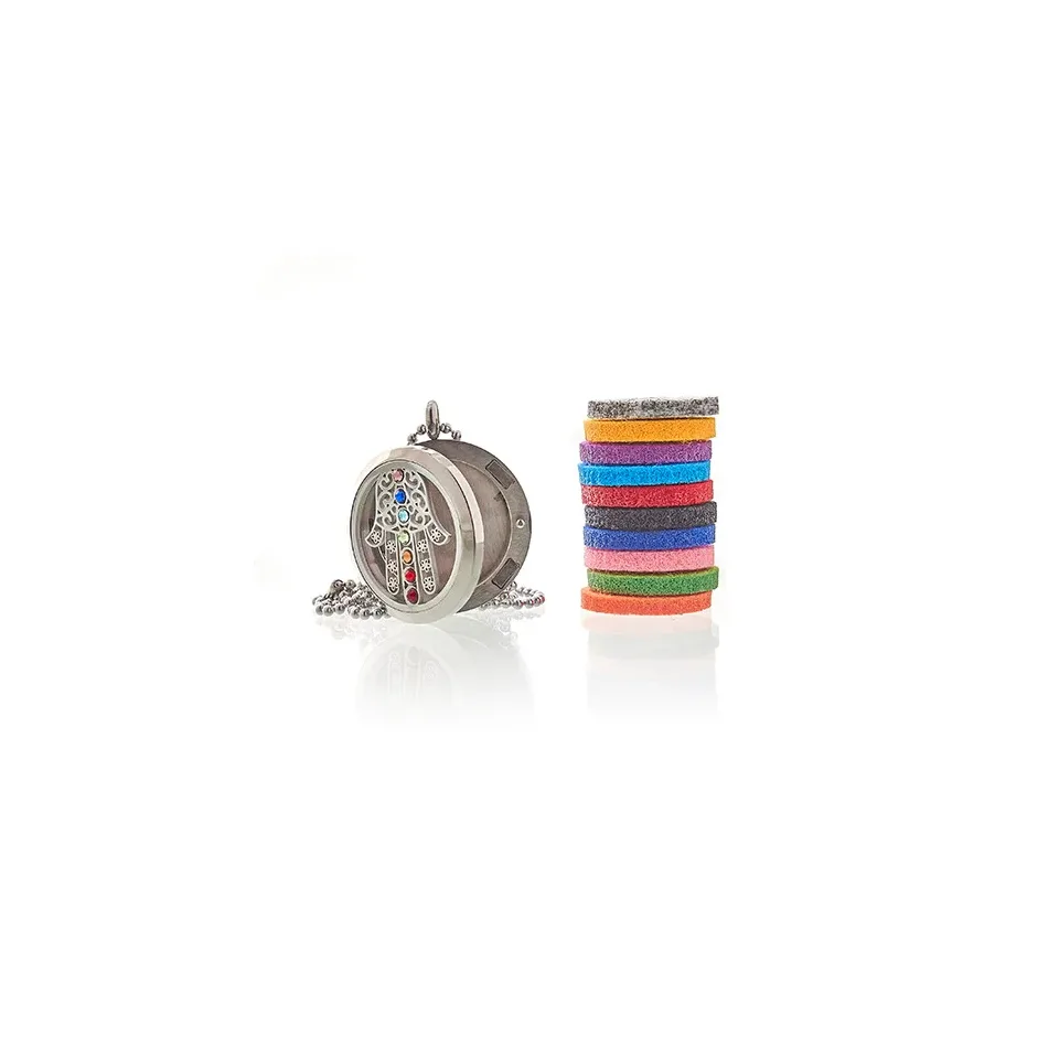 Diffuseur d'huiles essentielles, Collier hamsa et chakras : Modèle unique
