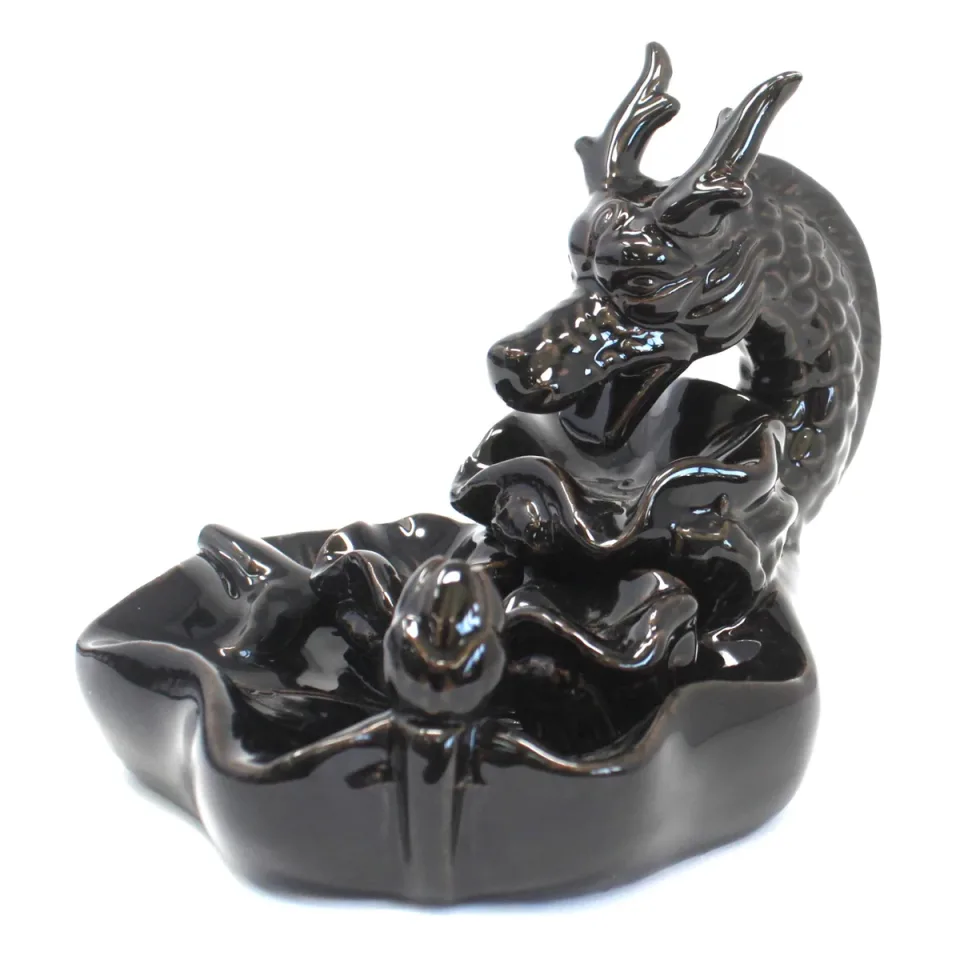 Brûleur d'encens à reflux en céramique, Grand bassin du dragon : Modèle unique