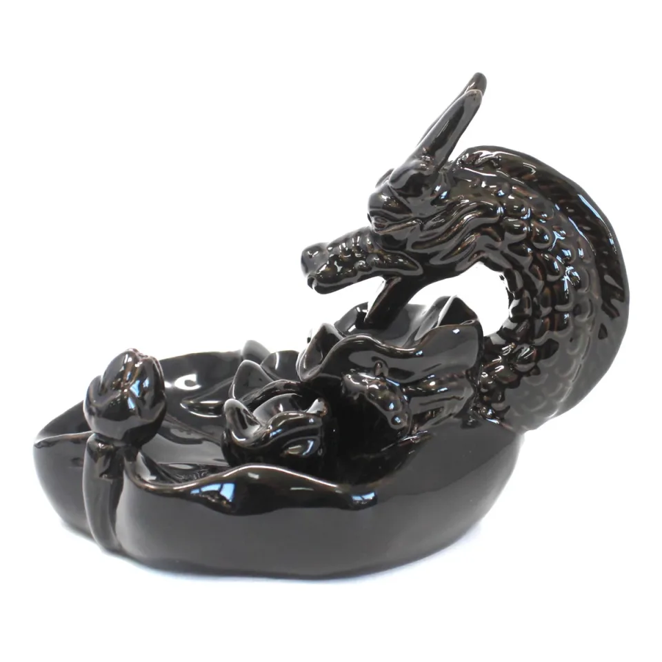 Brûleur d'encens à reflux en céramique, Grand bassin du dragon : Modèle unique