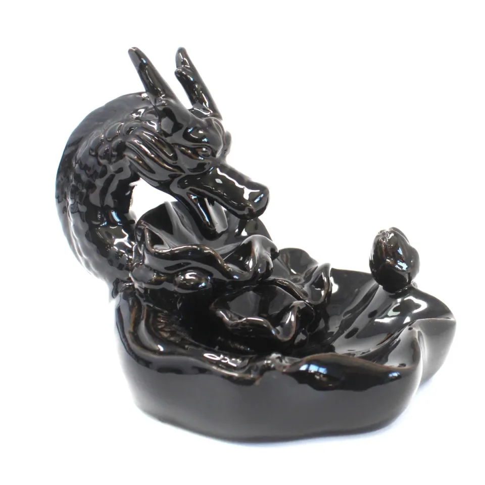 Brûleur d'encens à reflux en céramique, Grand bassin du dragon : Modèle unique
