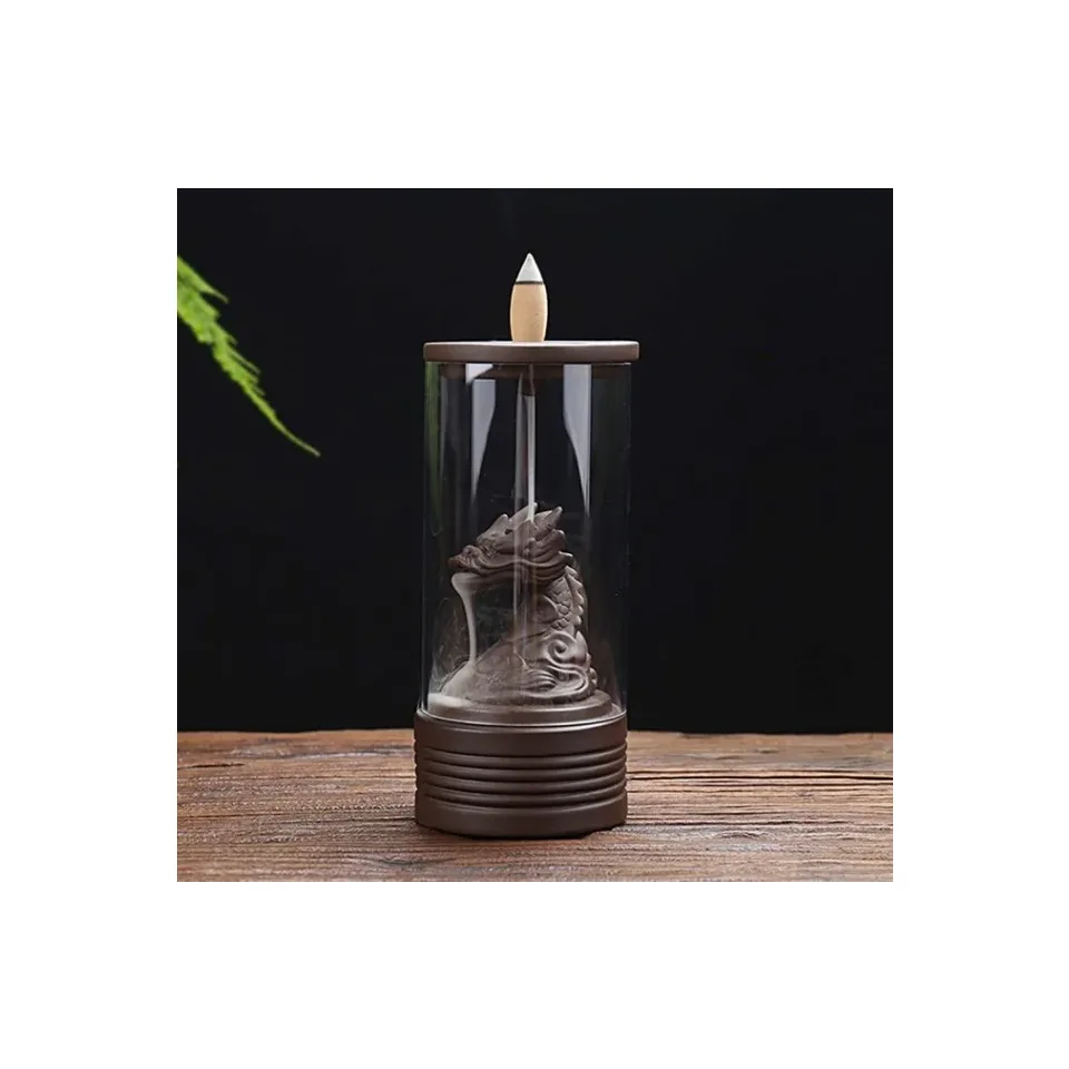 Brûleur d'encens à reflux en céramique, Cascade du dragon : Modèle unique