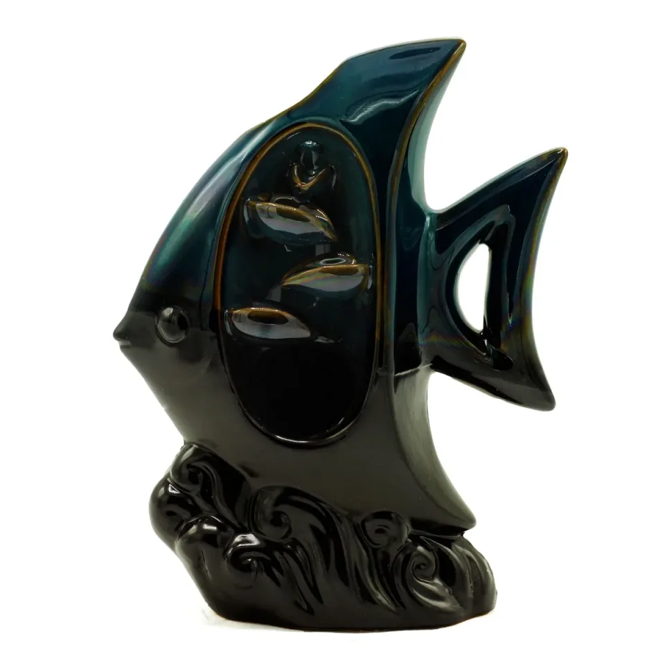 Brûleur d'encens à reflux en céramique, Poissons tropicaux : Modèle unique