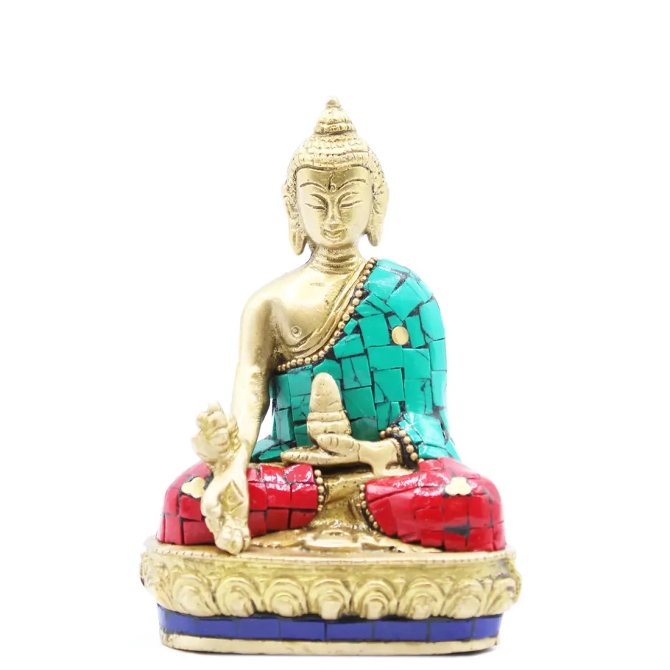 Bouddha en laiton fait main, Mains baissées, 11,5 cm : Modèle unique