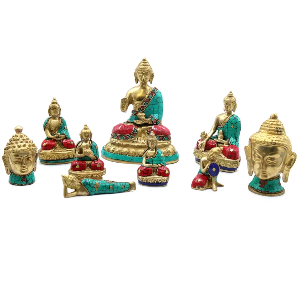 Bouddha en laiton fait main, Mains baissées, 11,5 cm : Modèle unique
