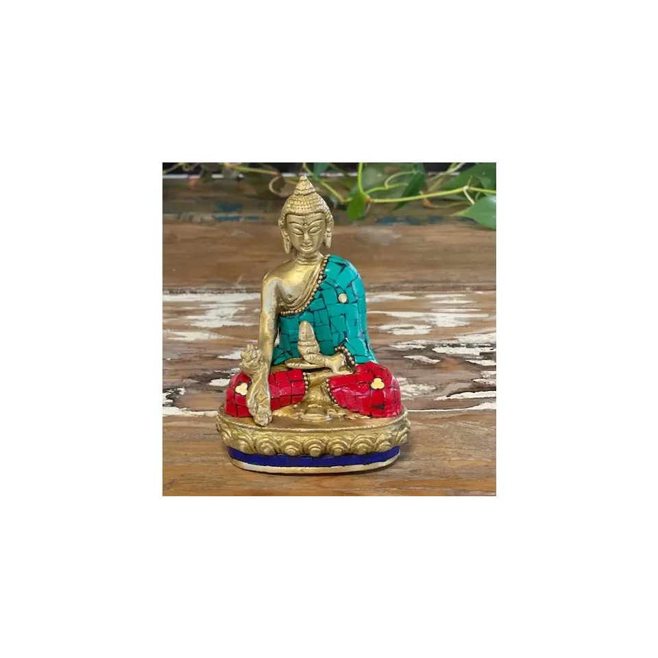 Bouddha en laiton fait main, Mains baissées, 11,5 cm : Modèle unique