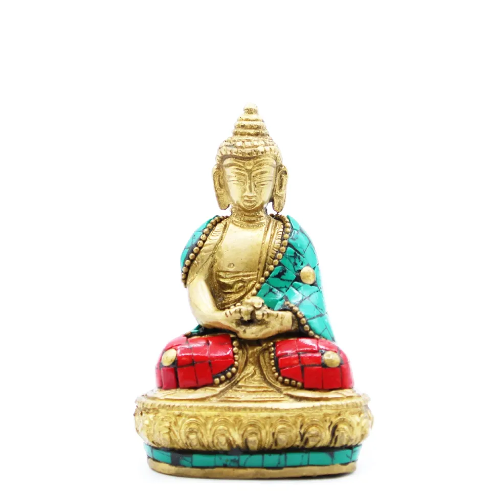 Bouddha en laiton fait main, Amitabha, 9,5 cm : Modèle unique