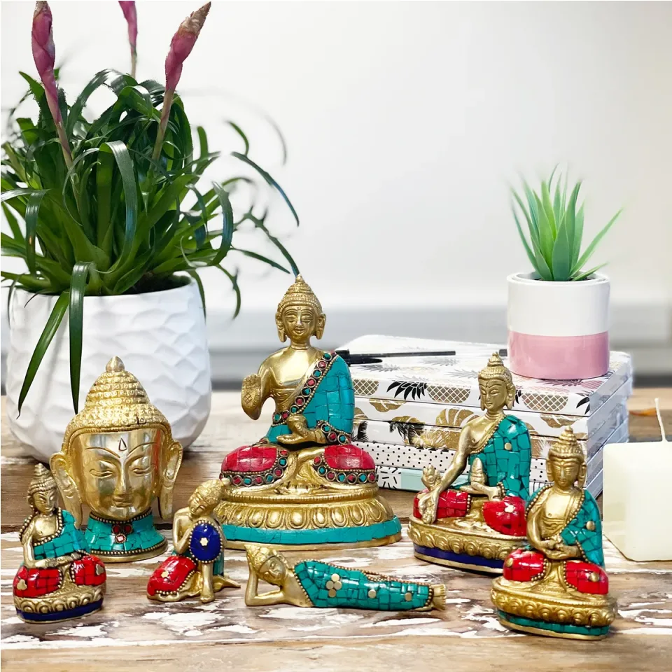 Bouddha en laiton fait main, Amitabha, 9,5 cm : Modèle unique