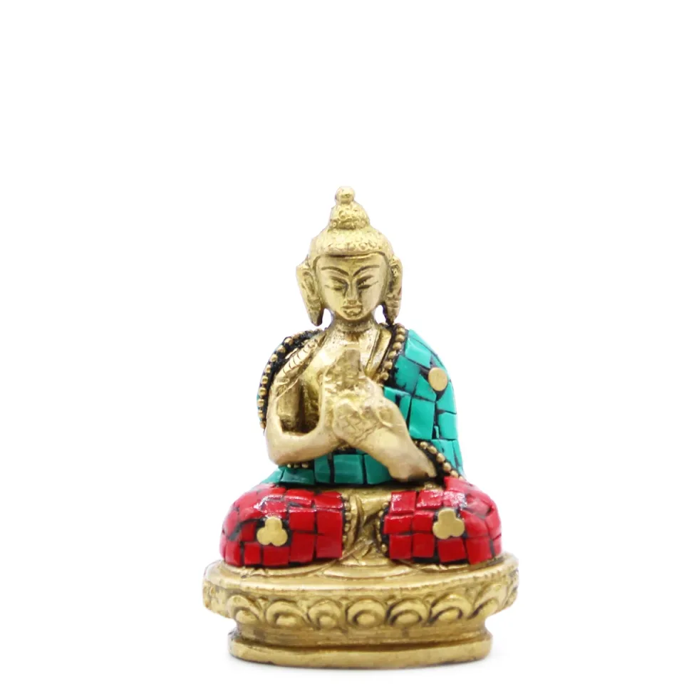 Bouddha en laiton fait main, Bénédiction, 7,5 cm : Modèle unique