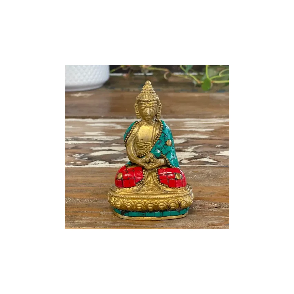Bouddha en laiton fait main, Bénédiction, 7,5 cm : Modèle unique