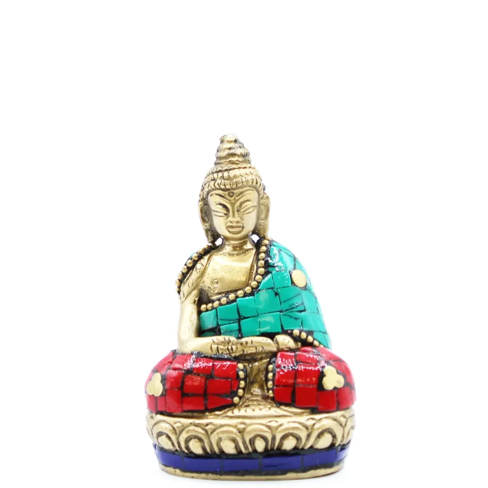 Bouddha en laiton fait main, Mains levées, 7,5 cm : Modèle unique