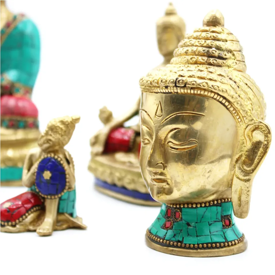 Bouddha en laiton fait main, Tête moyenne, 8 cm : Modèle unique