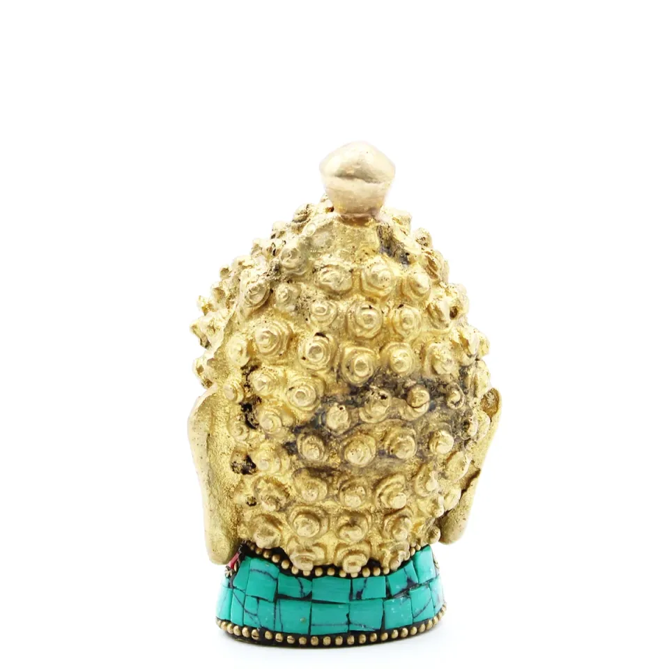 Bouddha en laiton fait main, Tête moyenne, 8 cm : Modèle unique