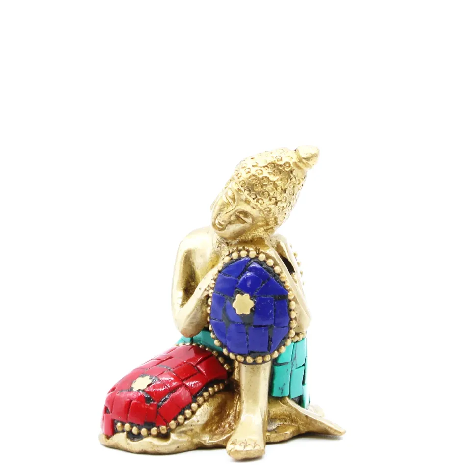 Bouddha en laiton fait main, En réflexion, 6,5 cm : Modèle unique