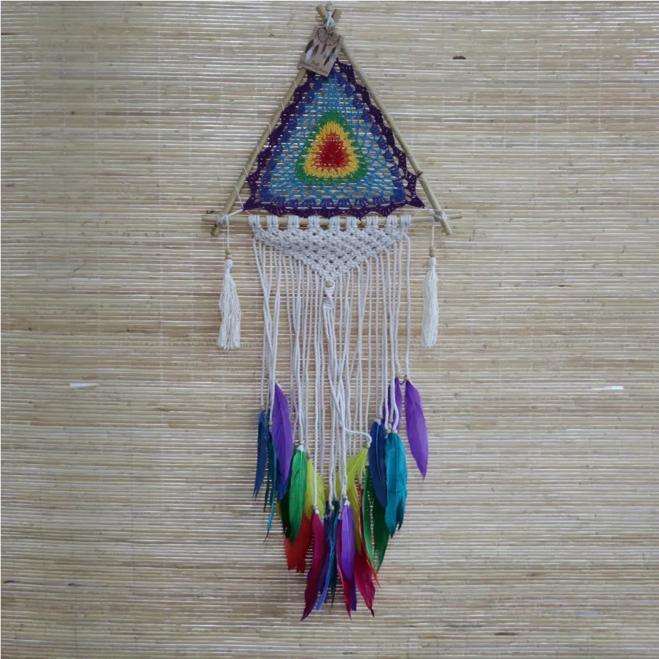 Attrape-rêves balinais en plumes, Multi-pyramide moyen : Modèle unique
