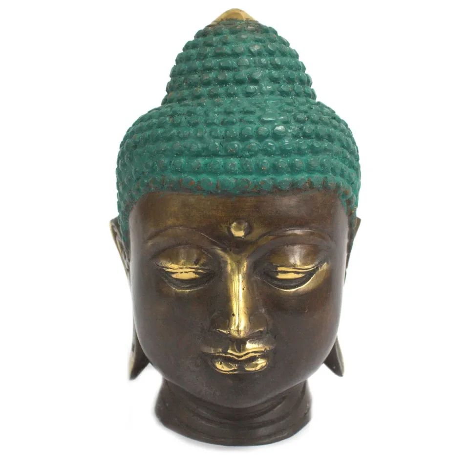 Grande tête de Bouddha en laiton classique : Modèle unique