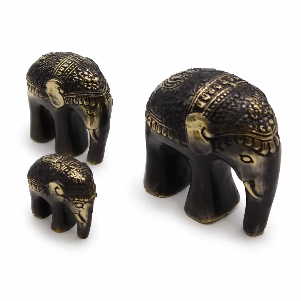 Lot de 3 éléphants d'art : Modèle unique