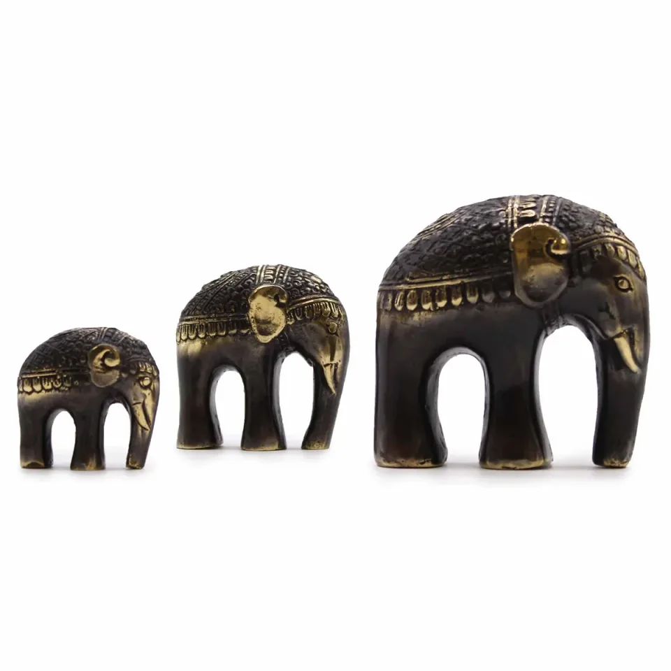 Lot de 3 éléphants d'art : Modèle unique
