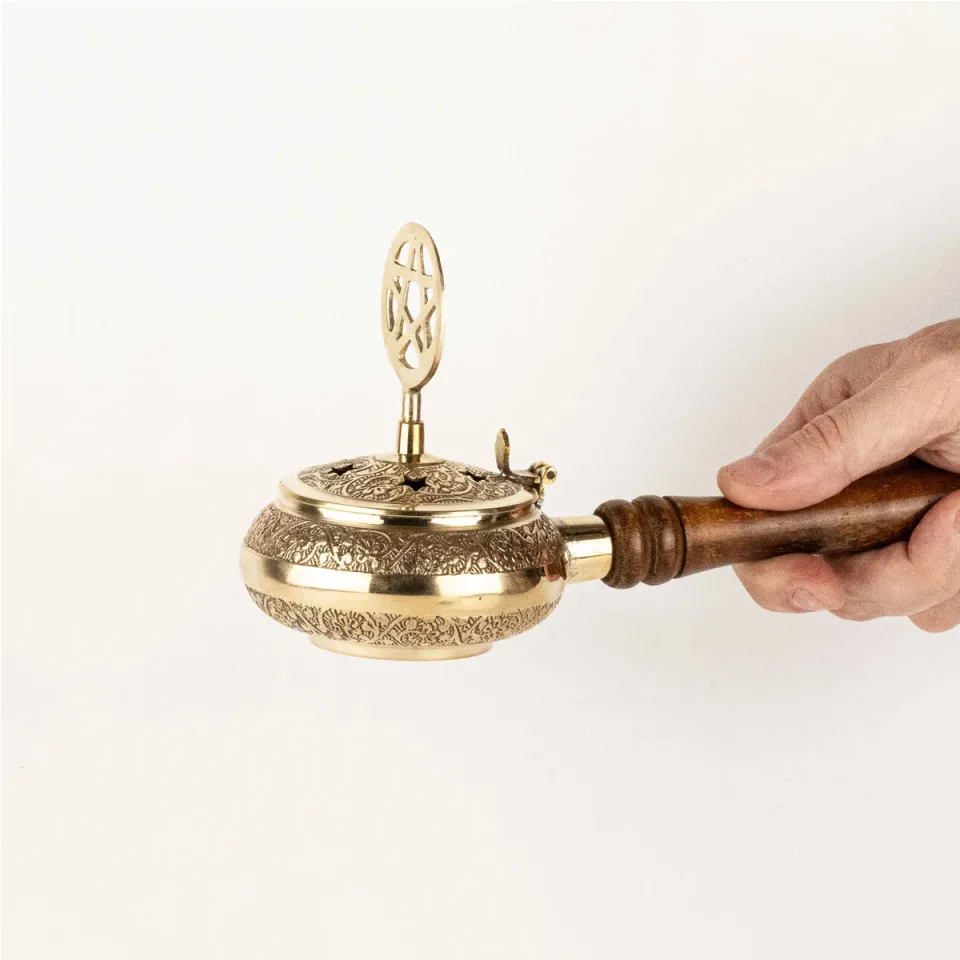 Encensoir à poignée en bois, pentagramme : Modèle unique