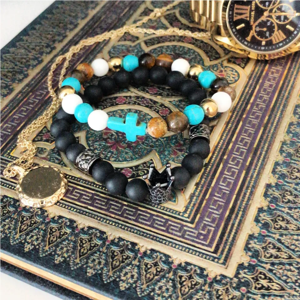 Bracelet cristal agate noire : Modèle unique