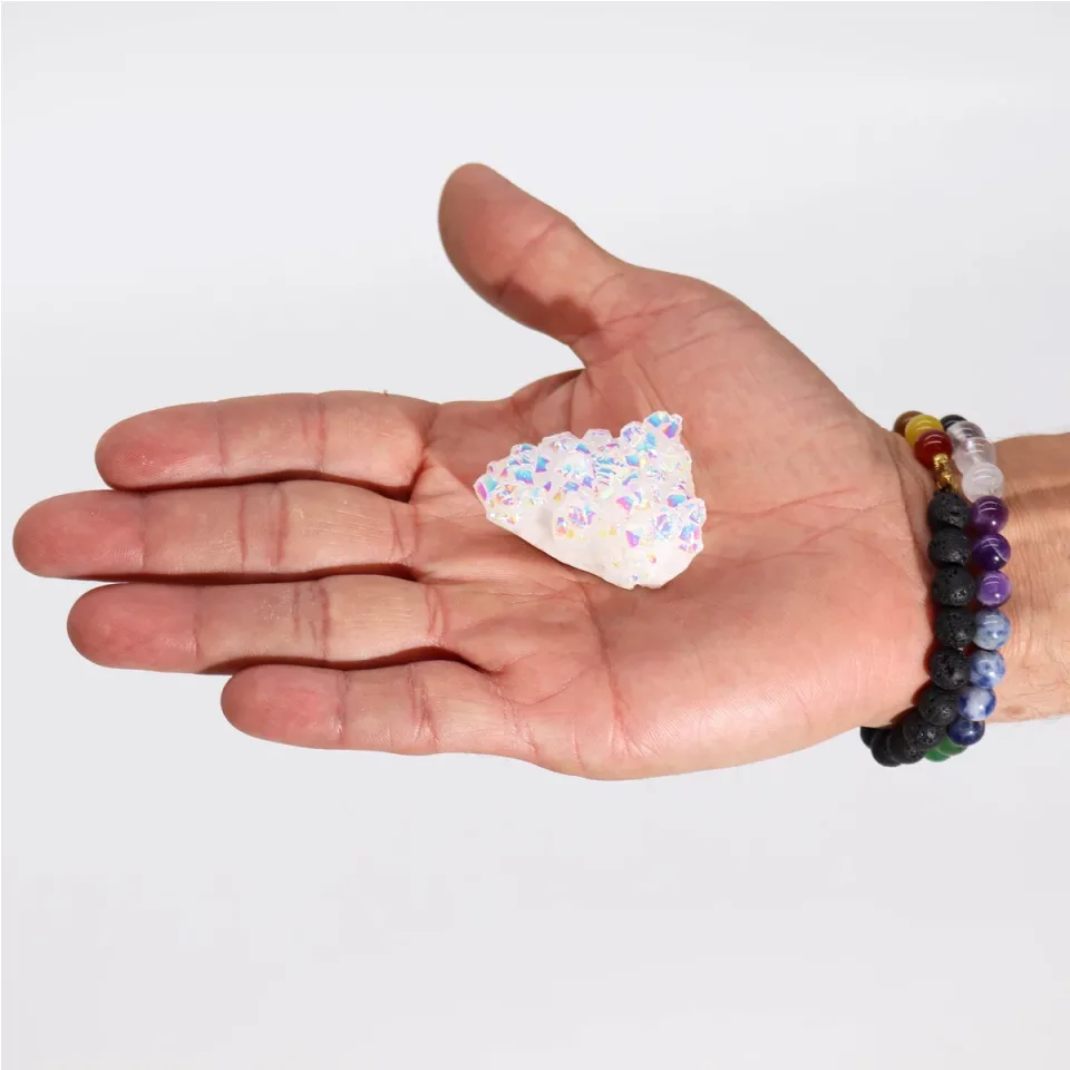 Petit quartz aura ange (environ 40-65 g, 3,5-5 cm) : Modèle unique