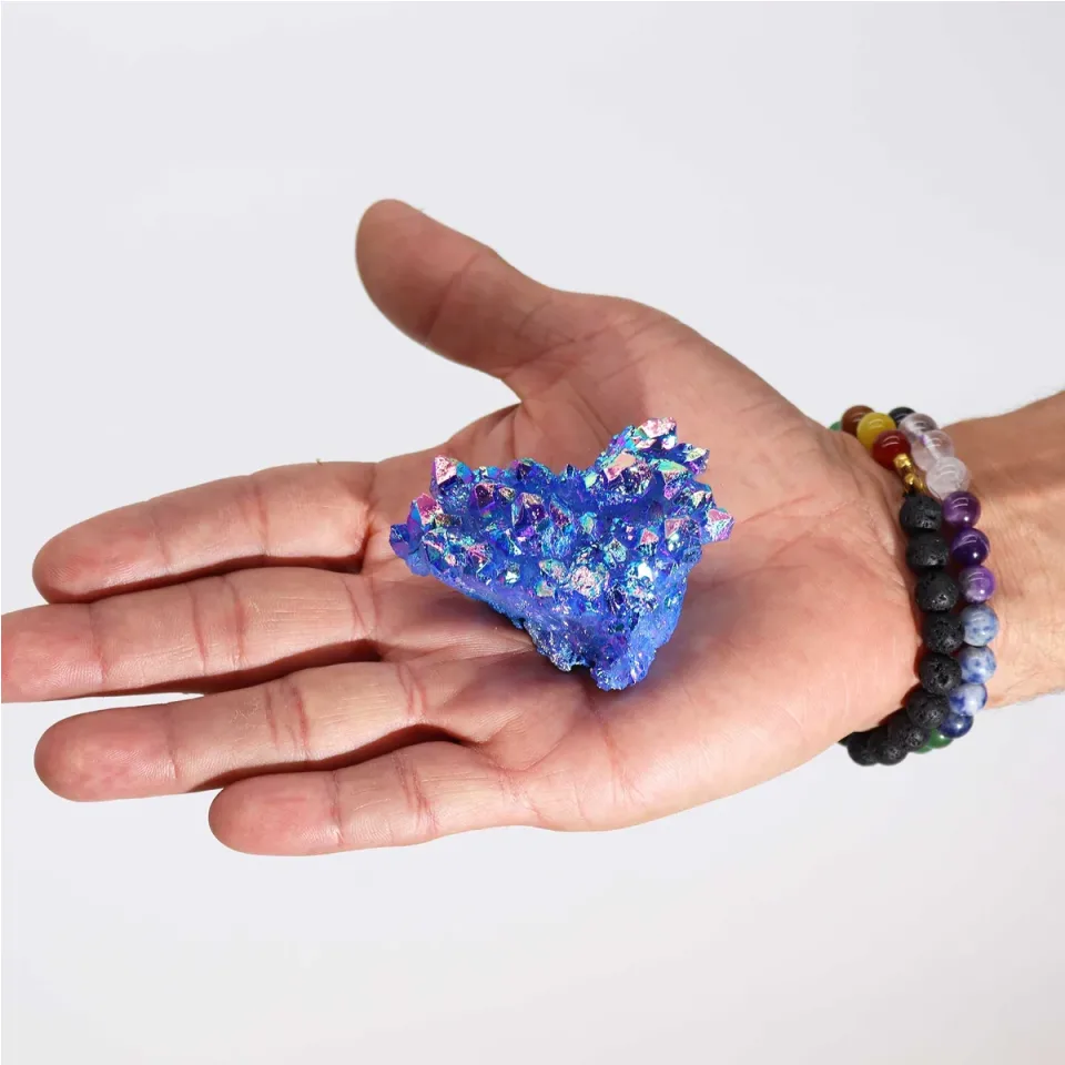 Quartz aura halo aqua moyen (environ 100-150 g, 7-10 cm) : Modèle unique