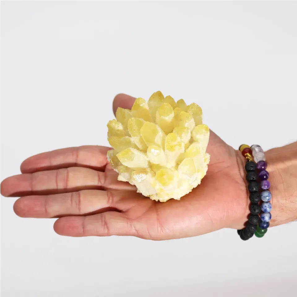 Amas de quartz fantôme jaune (environ 250-300 g, 8 cm) : Modèle unique