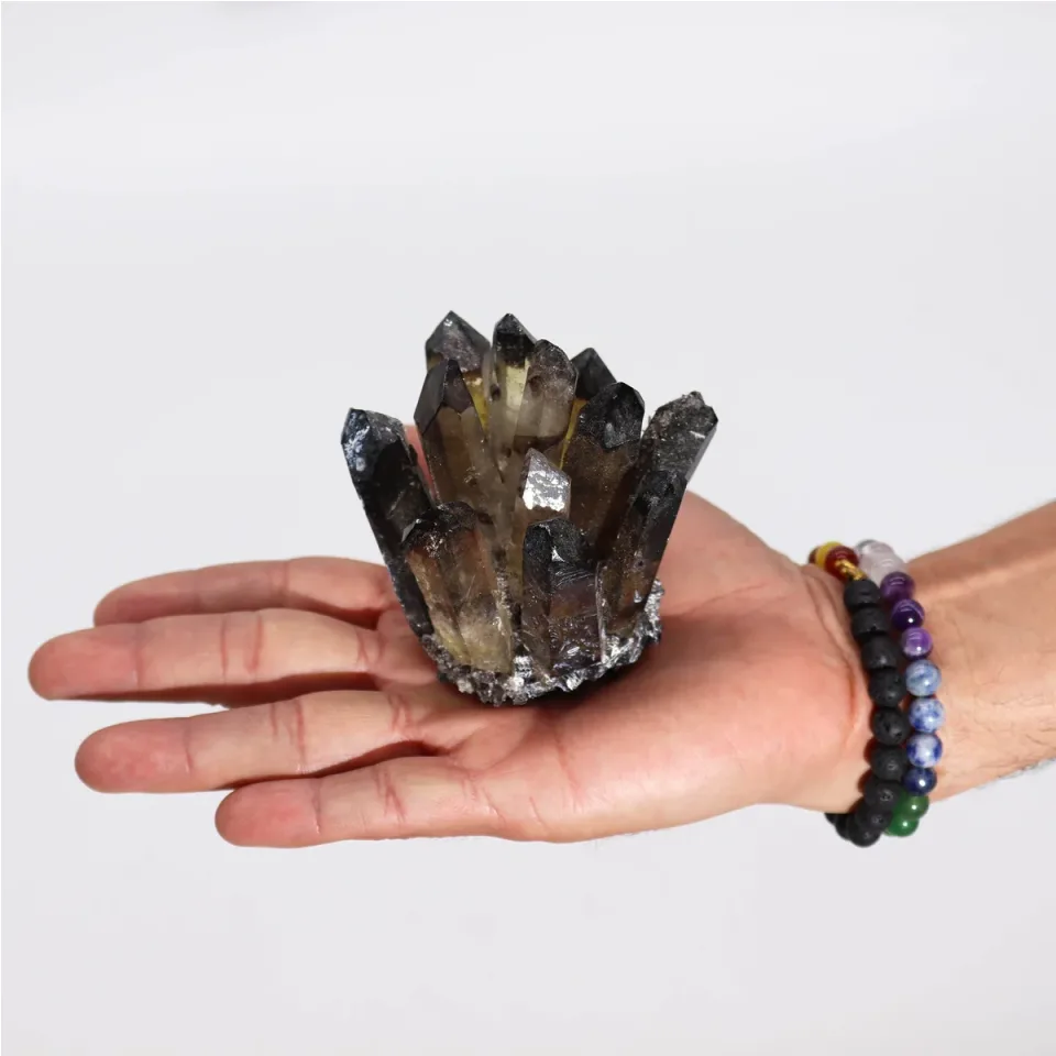 Amas de quartz fantôme fumé (environ 250-300 g, 8 cm) : Modèle unique