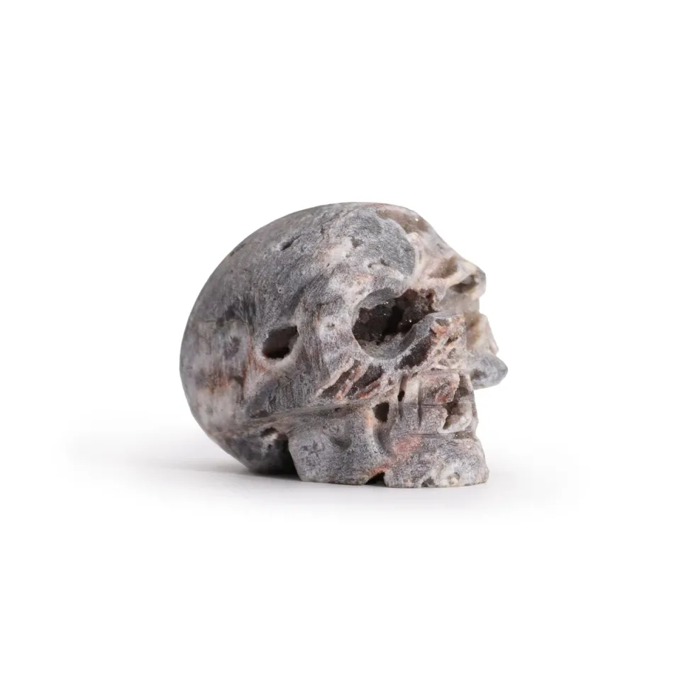 Crâne en calcite sculptée (environ 4,5 cm) : Modèle unique