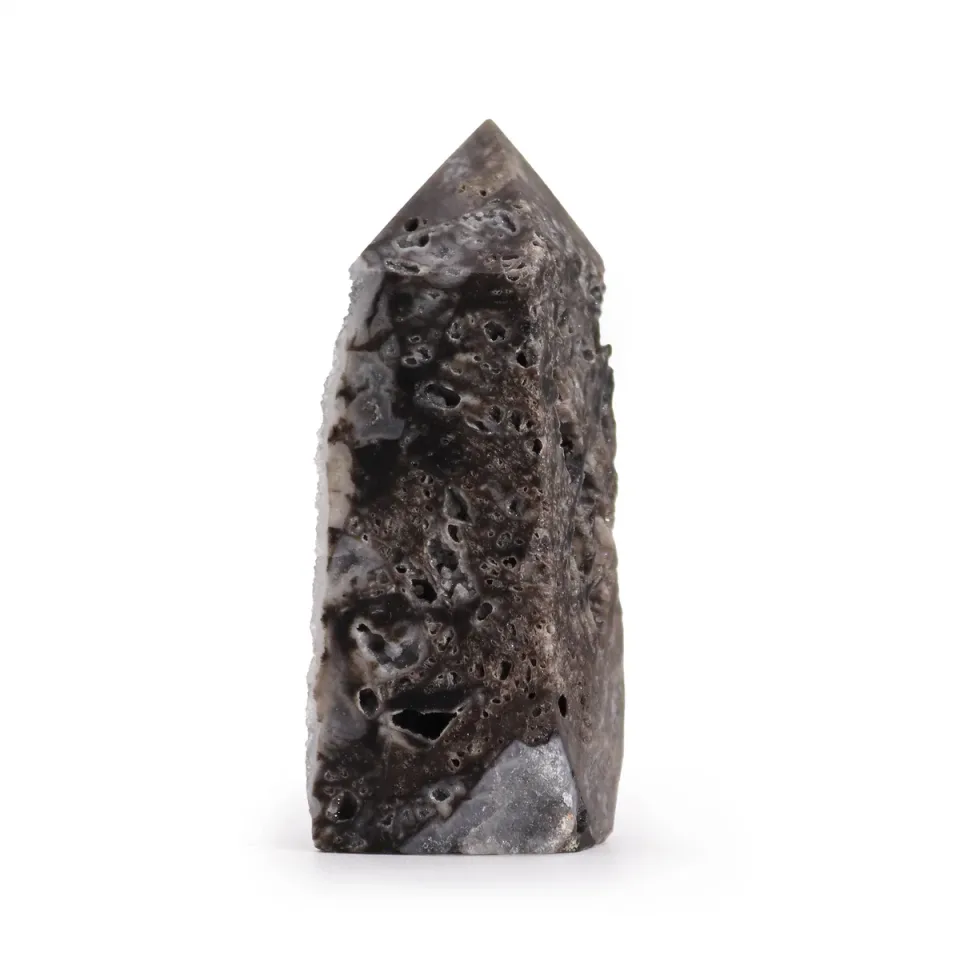 Tour en calcite polie sur le côté (environ 9-11 cm) : Modèle unique