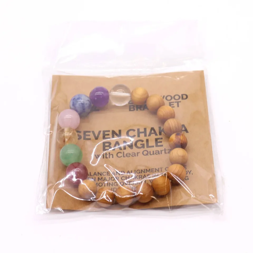 Bracelet jonc en bois de cèdre et chakras : Modèle unique