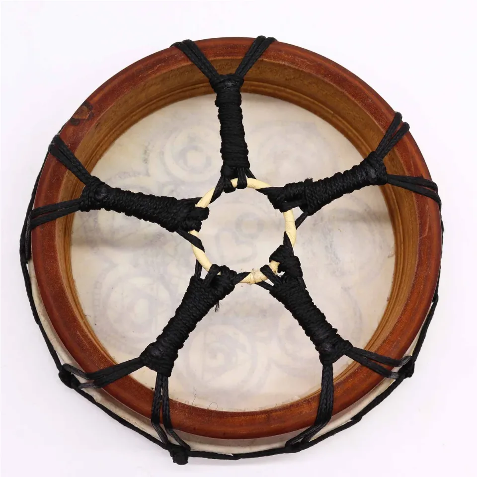 Tambour chamanique chakras avec baguette, 25 cm : Modèle unique