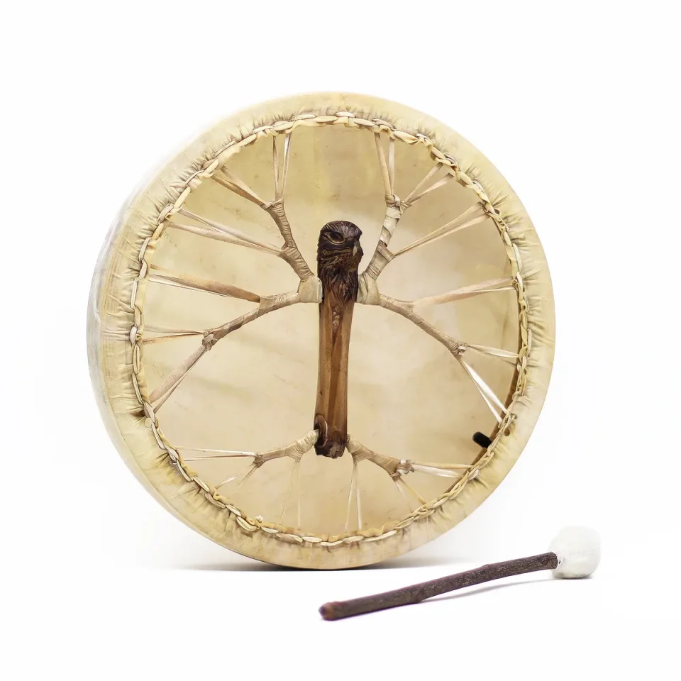 Tambour chamanique accordable, esprit de l'aigle, 40 cm : Modèle unique