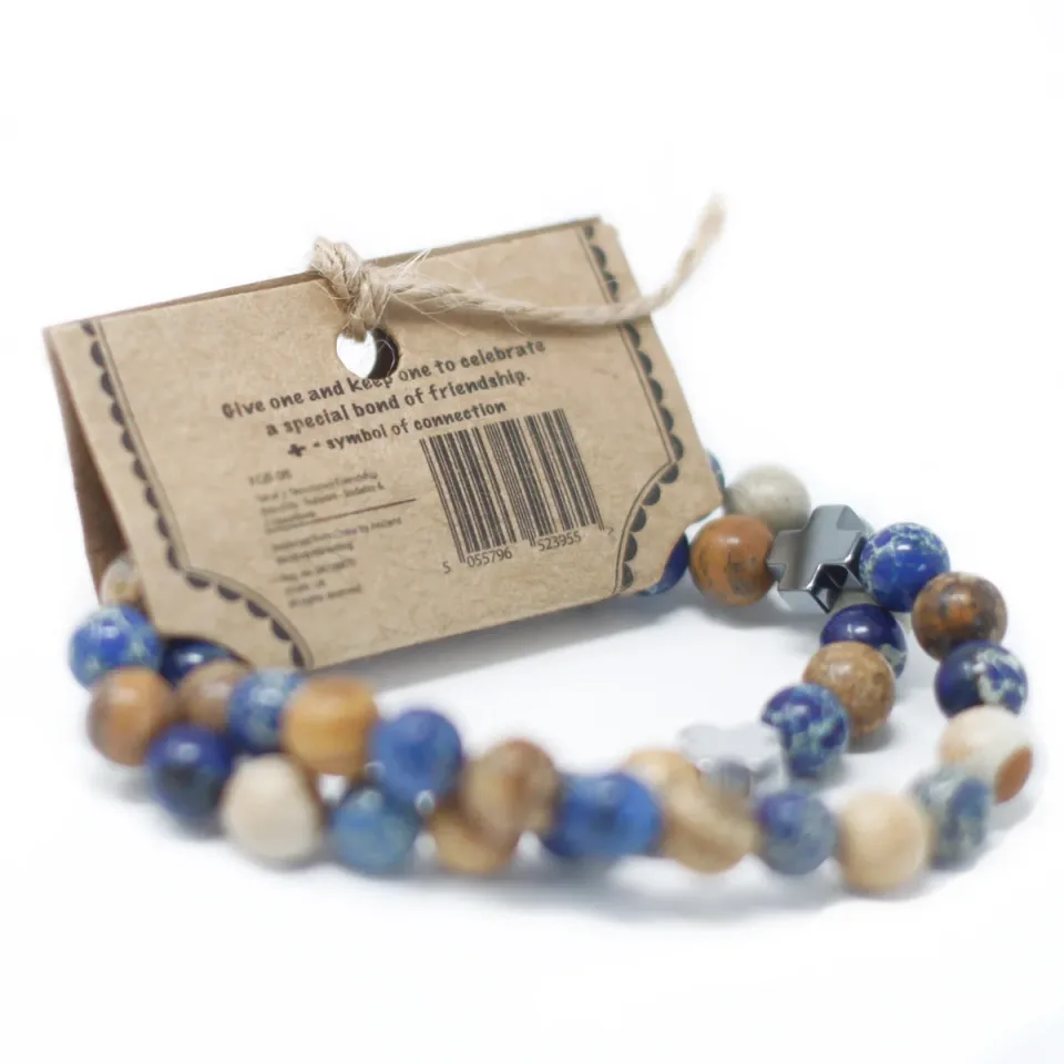 Lot de 2 bracelets d'amitié, Loyauté : amazonite et jaspe jaune : Modèle unique