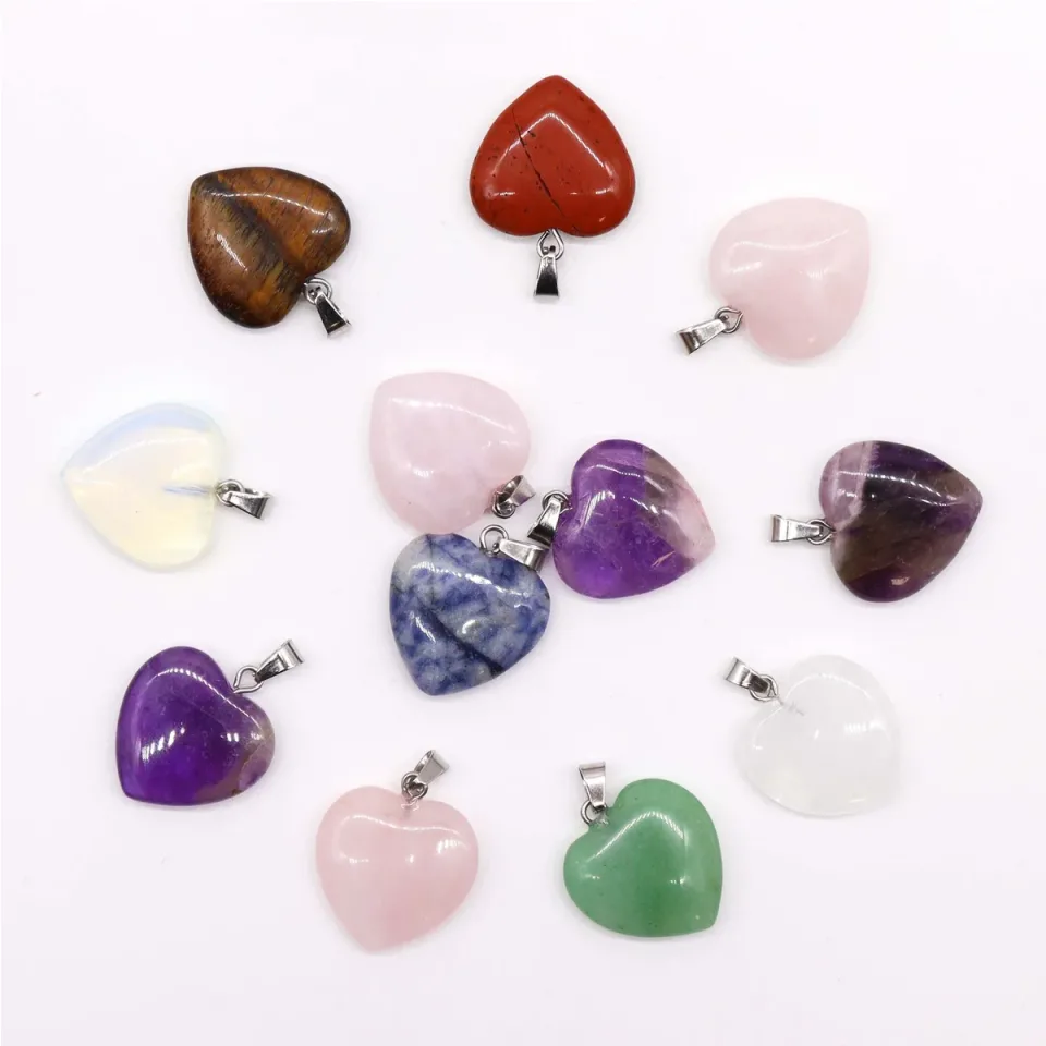 Pendentifs en pierre, Cœurs (lot de 12) : Modèle unique