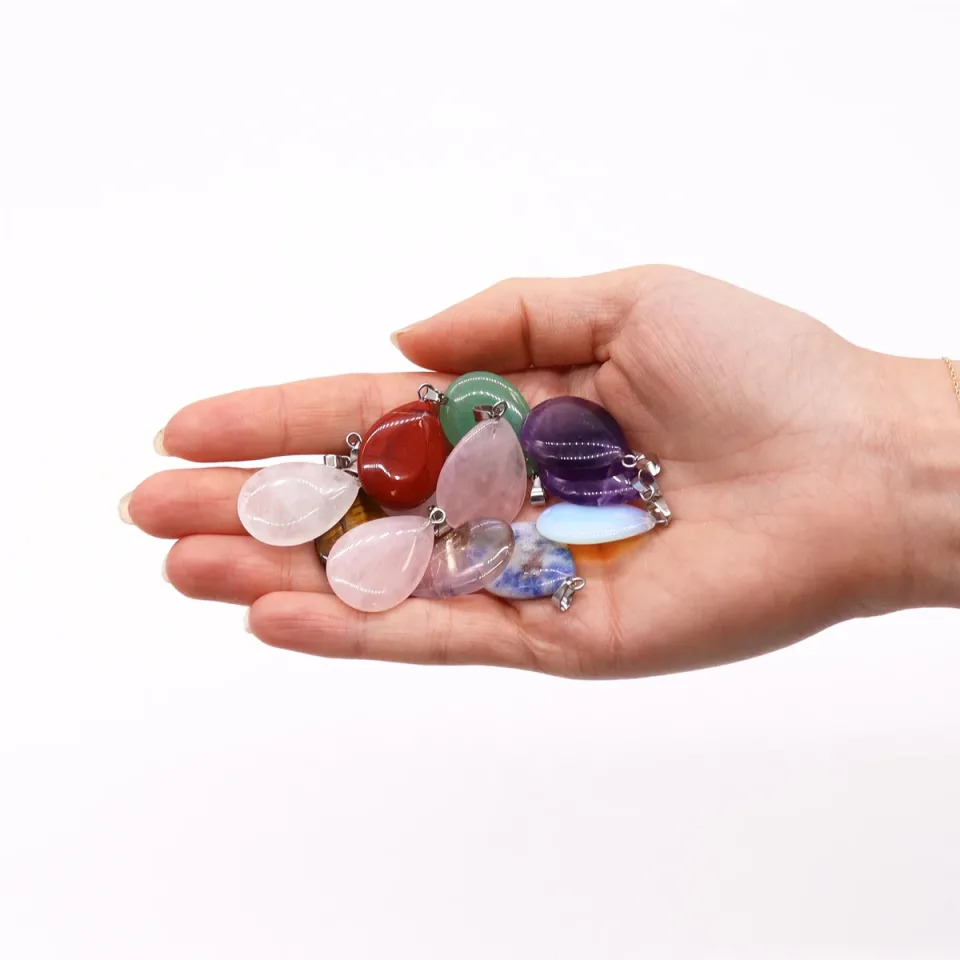 Pendentifs en pierre, Gouttes (lot de 12) : Modèle unique