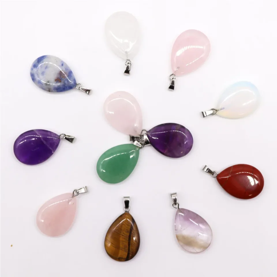Pendentifs en pierre, Gouttes (lot de 12) : Modèle unique
