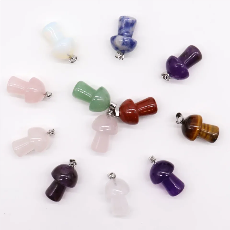Pendentifs en pierre, Champignons (lot de 12) : Modèle unique