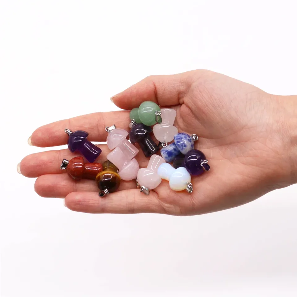 Pendentifs en pierre, Champignons (lot de 12) : Modèle unique