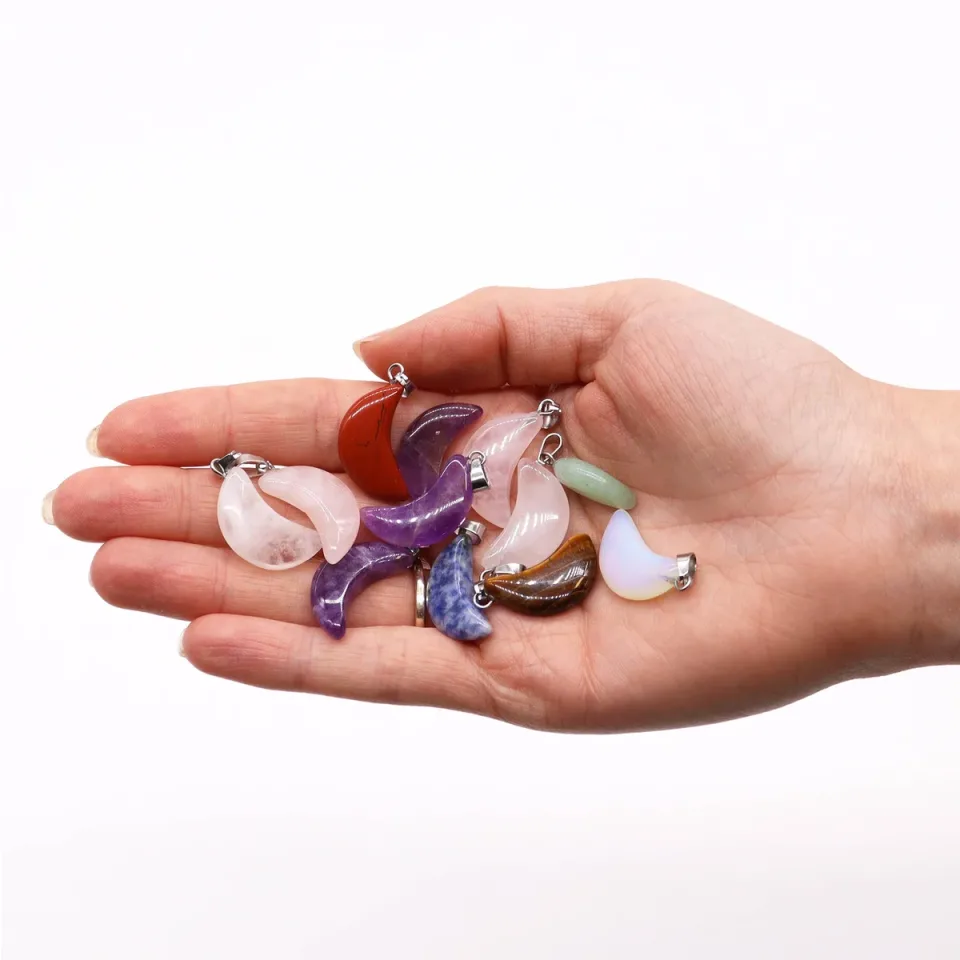 Pendentifs en pierre, Lunes (lot de 12) : Modèle unique