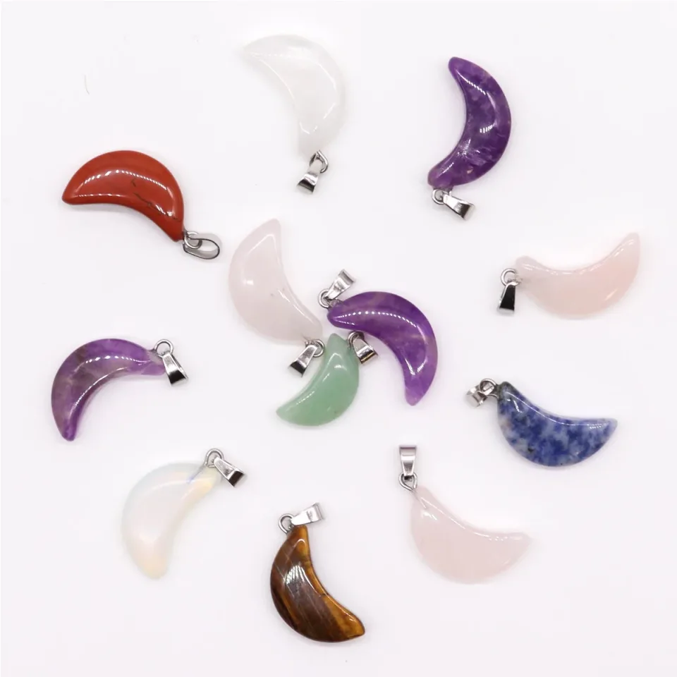 Pendentifs en pierre, Lunes (lot de 12) : Modèle unique