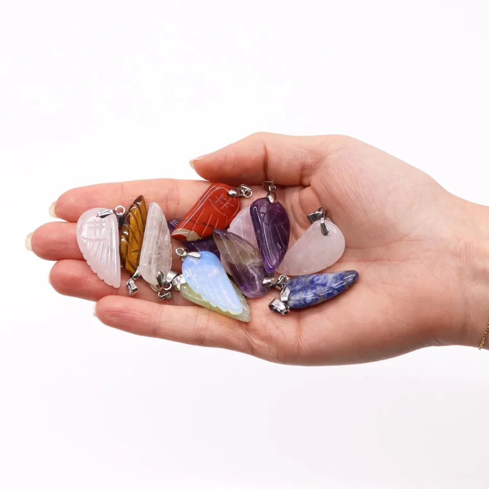 Pendentifs en pierre, Ailes d'ange (lot de 12) : Modèle unique