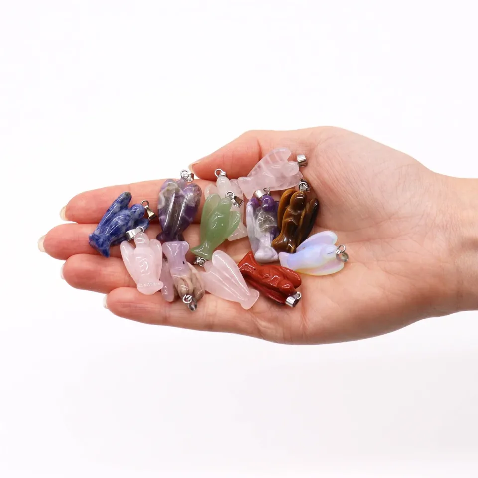 Pendentifs en pierre, Mini anges (lot de 12) : Modèle unique