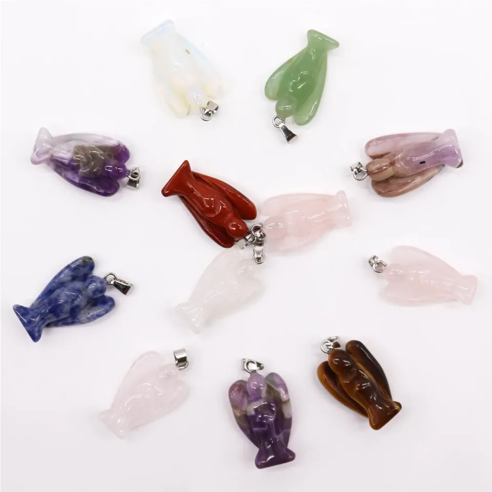 Pendentifs en pierre, Mini anges (lot de 12) : Modèle unique