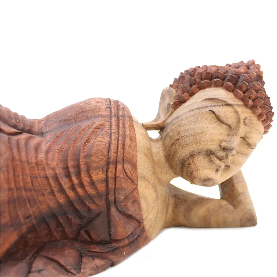 Statue de Bouddha sculptée main, endormi : Modèle unique