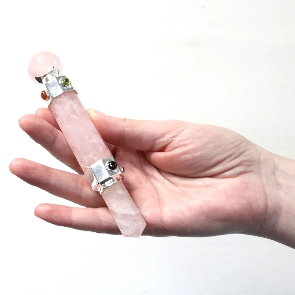 Baguette hexagonale de 12 cm, cristal de roche : Modèle unique