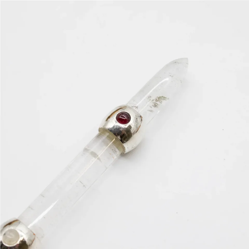 Baguette « Prisme céleste », sphère d'améthyste mobile, tige de quartz, 12 cm : Modèle unique