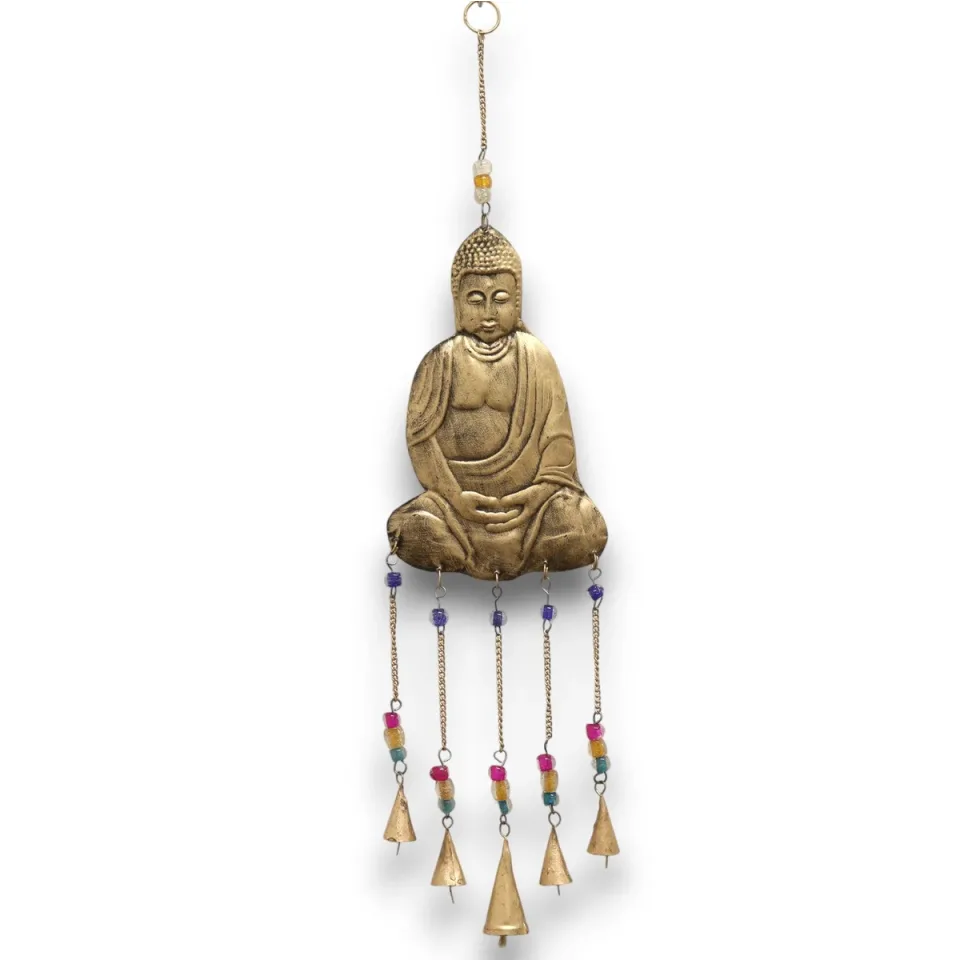 Carillon éolien indien, Grand carillon Bouddha, 5 cloches : Modèle unique
