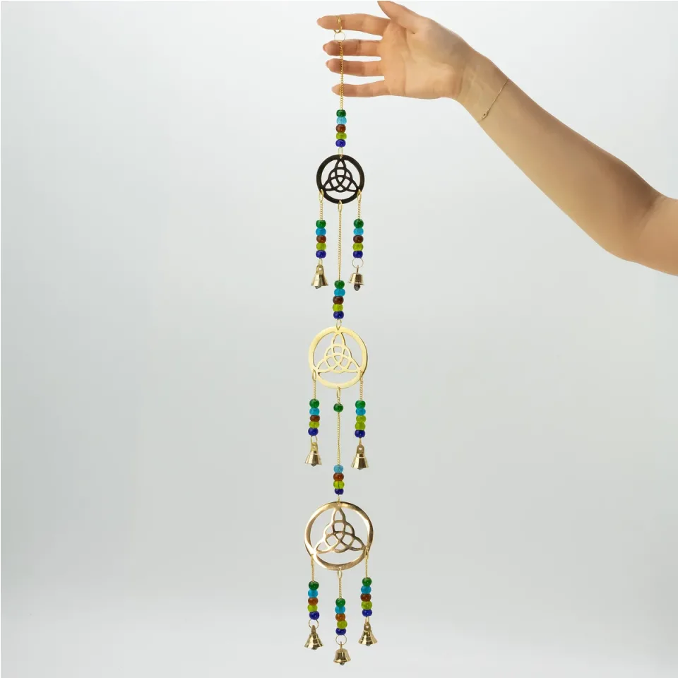 Carillon éolien indien, Pendule celtique en laiton, 7 cloches, 6 x 64 cm : Modèle unique