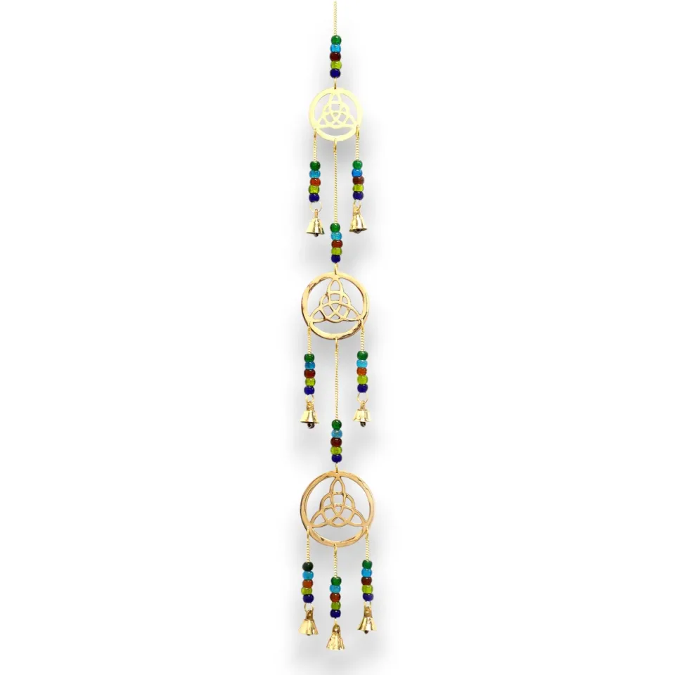 Carillon éolien indien, Pendule celtique en laiton, 7 cloches, 6 x 64 cm : Modèle unique